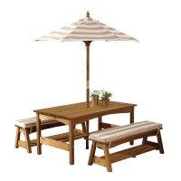 Set masuta copii cu bancute perne si umbrela - Oatmeal Canopy Kidkraft Set masuta copii cu bancute perne si umbrela - Oatmeal Canopy Kidkraft